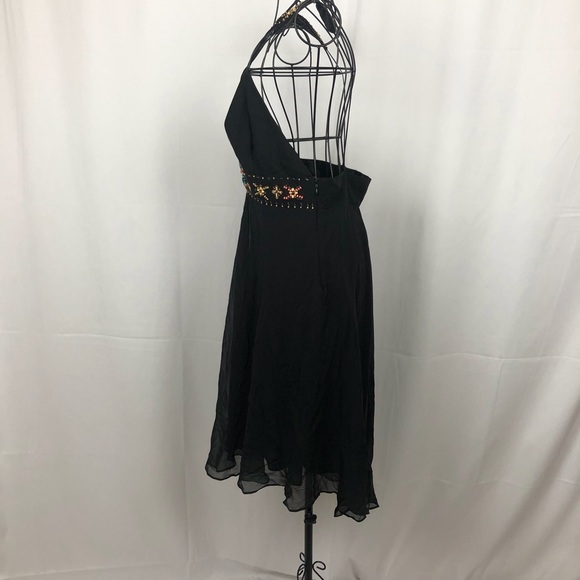 Lapis silk beaded sheer fully lined LBD M - Picture 7 of 7